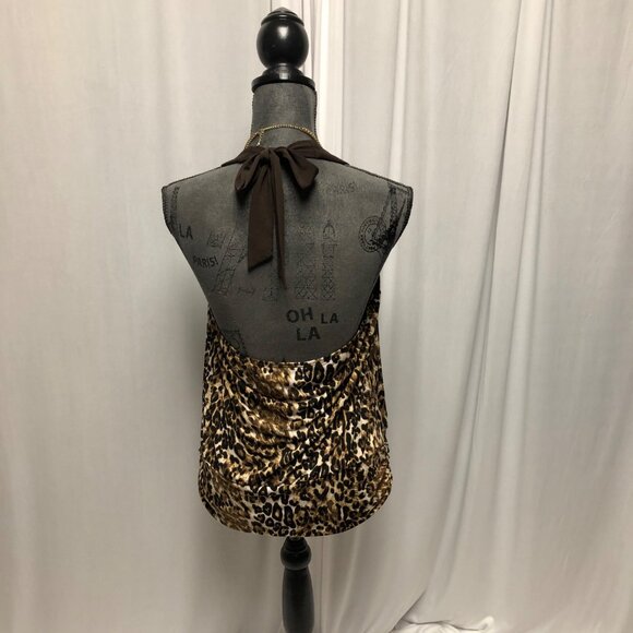 IZ Byer California Halter Top Womens Size XL Brown Animal Print Layered Look - Picture 4 of 6
